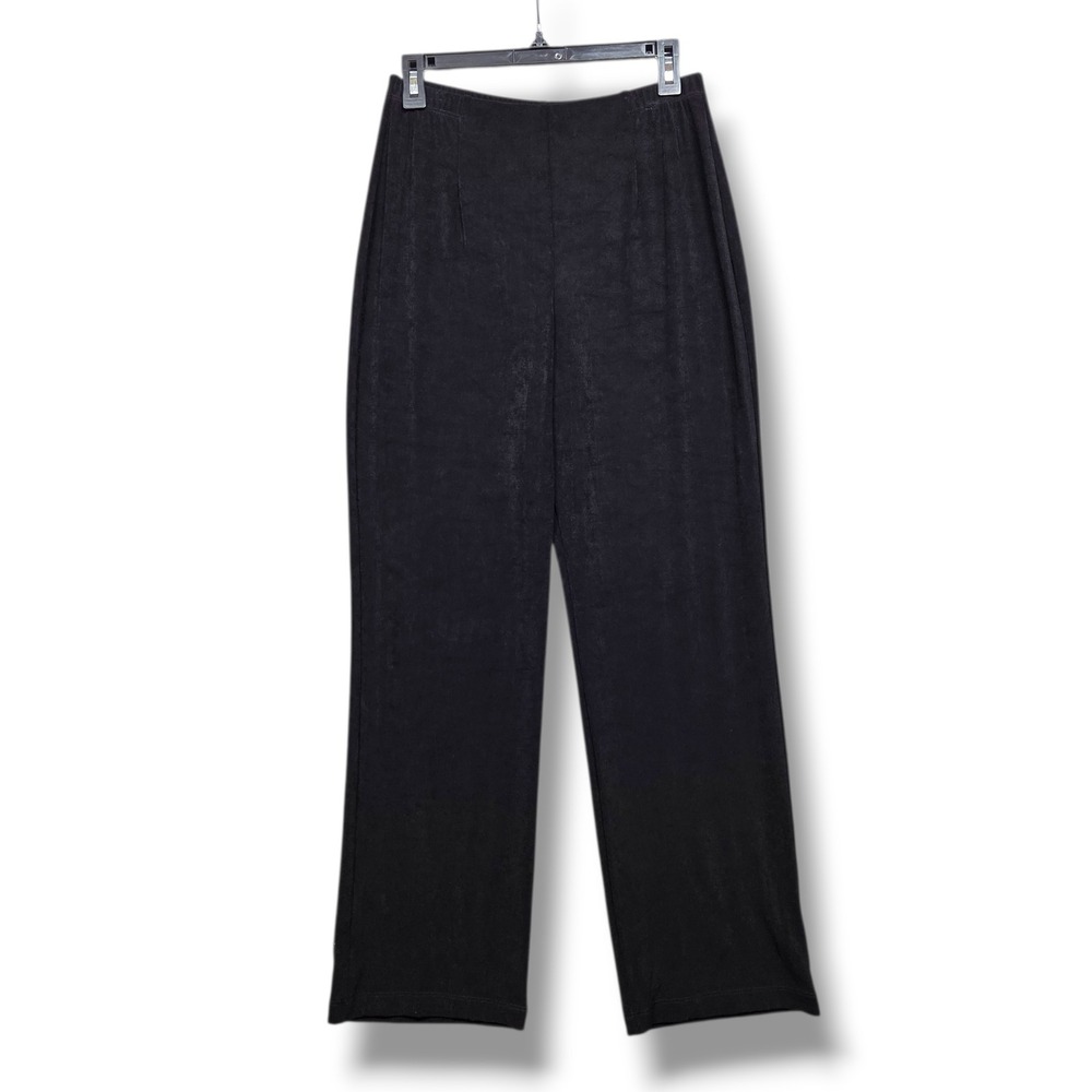 Chicos Travelers Straight Pants Womens Medium Black No Tummy High Rise Pull On